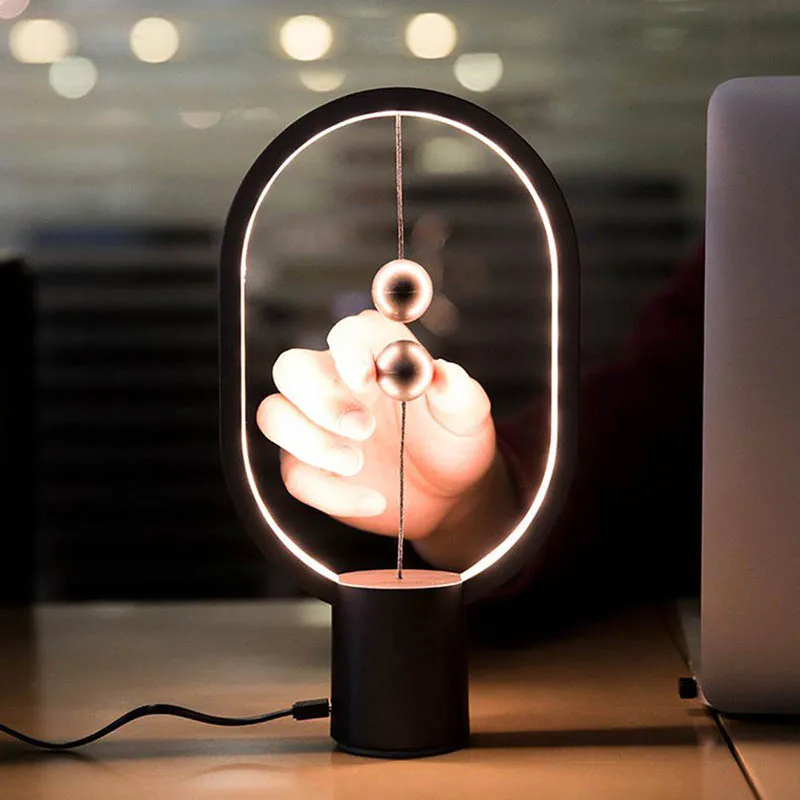 Аллокакок USB Повер Эллипс Магнетик Мид-эйр Свитч Warm White Найт Лайт Мини Хенг Баланс LED Настольная Лампа Офис Домашний Декор