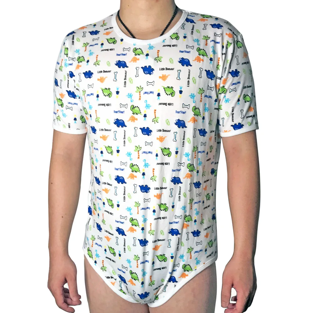 Чумовой облегающий боди динозавр узор ABDL Onesie пеленки любовник для взрослых