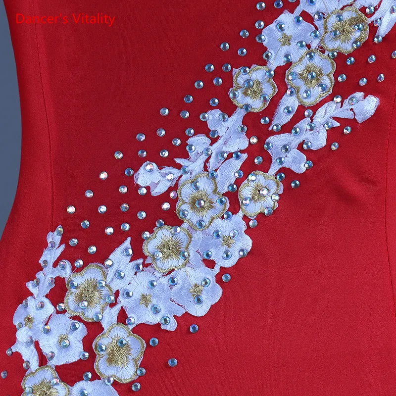 Latin Dance Dress Luxury Diamond Gauze Fishbone Dresses Lady Girls Latin Ballroom Dance Stage Performance Competition Costumes