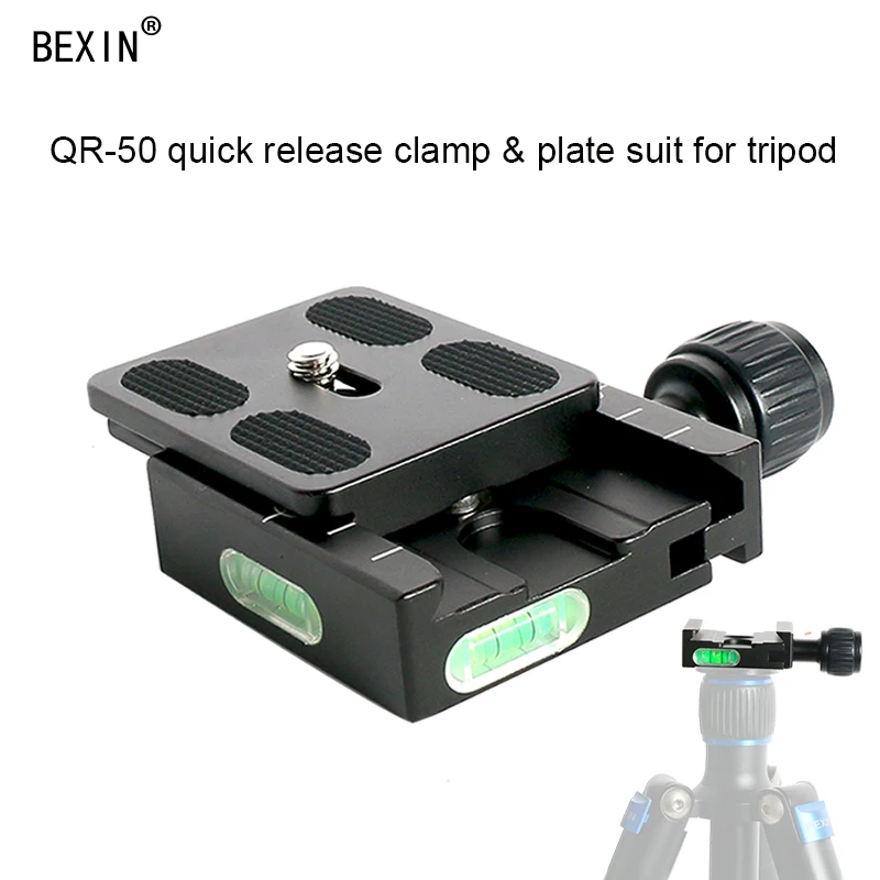 

IN STOCK QR-50 Square Clamp Adapter Plate with Gradienter for Quick Release Plate for tripod Ball Head Arca Swiss RRS Wimberley