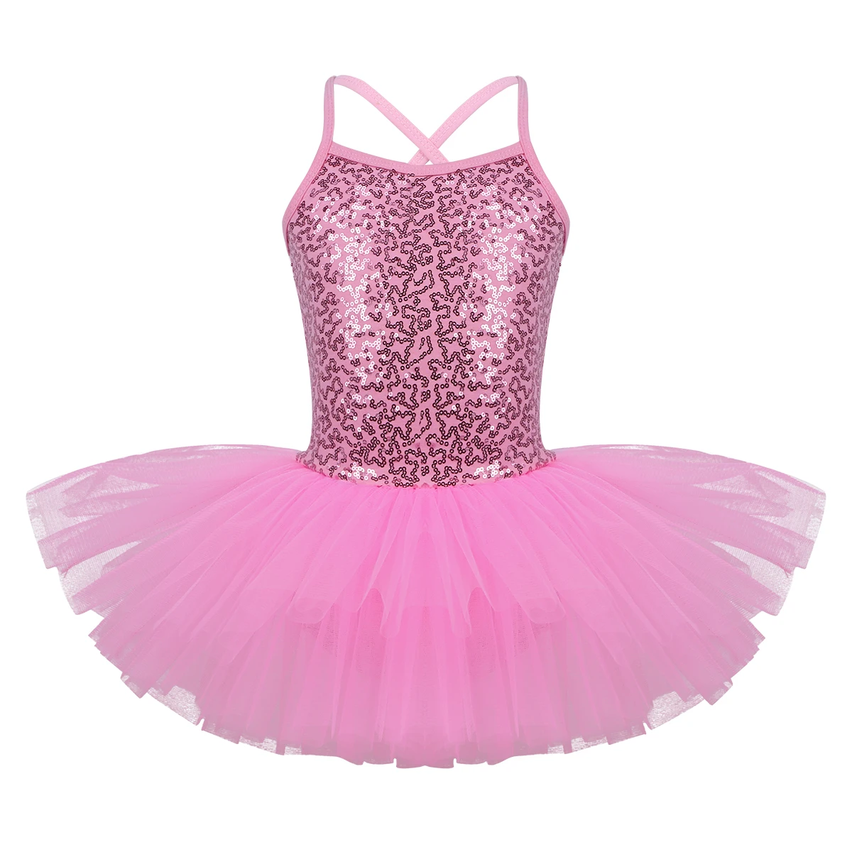 Pink Iiniim/Для девочек светоотражающий нарядное лиричная Танцы класса костюмы ребенок балетное платье-пачка танцев гимнастическое платье-пачка с трико - Цвет: Pink