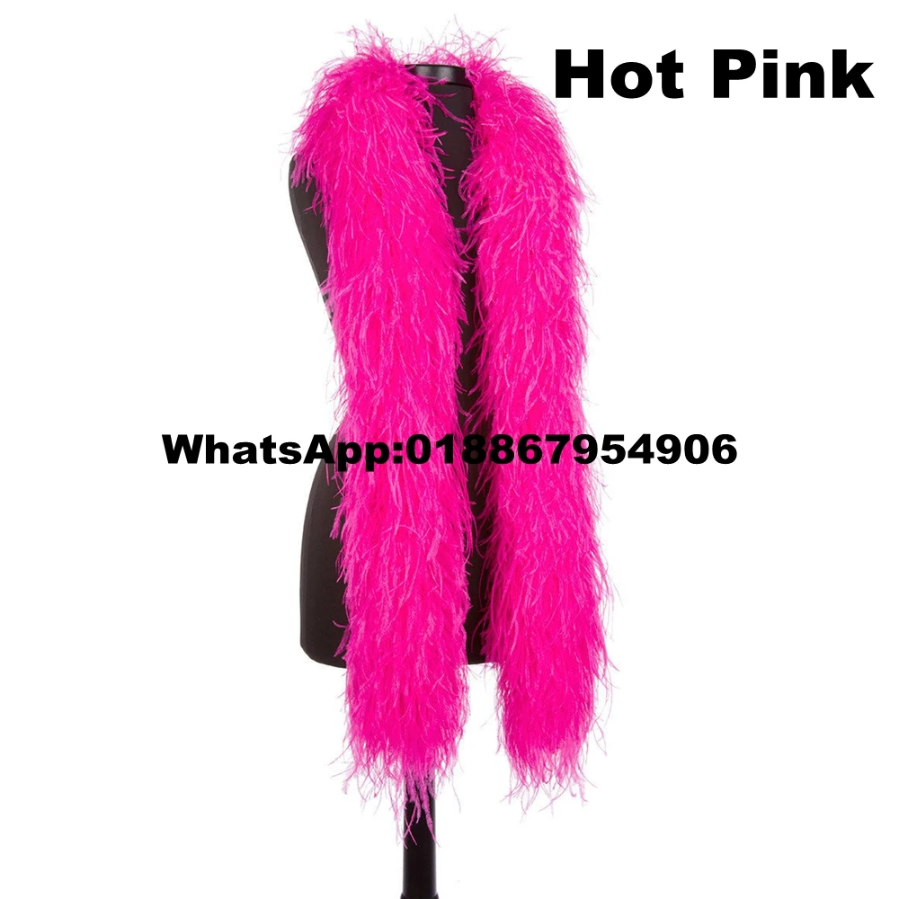 10 метров ярко розовый боа из страусовых перьев Дамский шарф для одежды