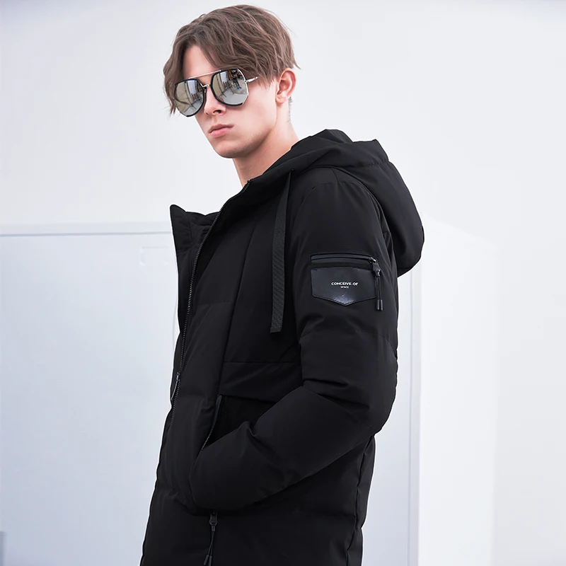 Pioneer Camp thick winter down jacket men brand clothing long warm duck coat male top quality black AYR801474 | Мужская одежда
