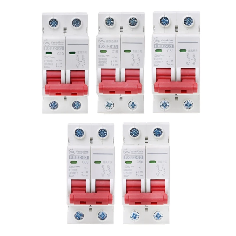 2P DC 1000V Солнечный мини Автоматический выключатель 10A/16A/32A/50A/63A MCB|Автоматические