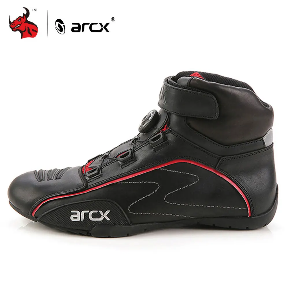 Мужские мотоциклетные ботинки ARCX черные кожаные байкерские уличные с