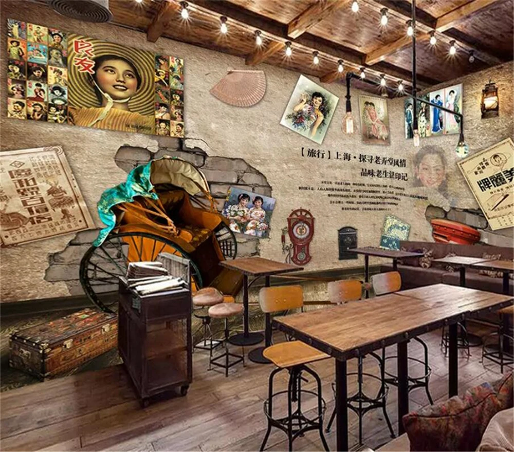 

Decorative wallpaper Chinese retro style background wall painting