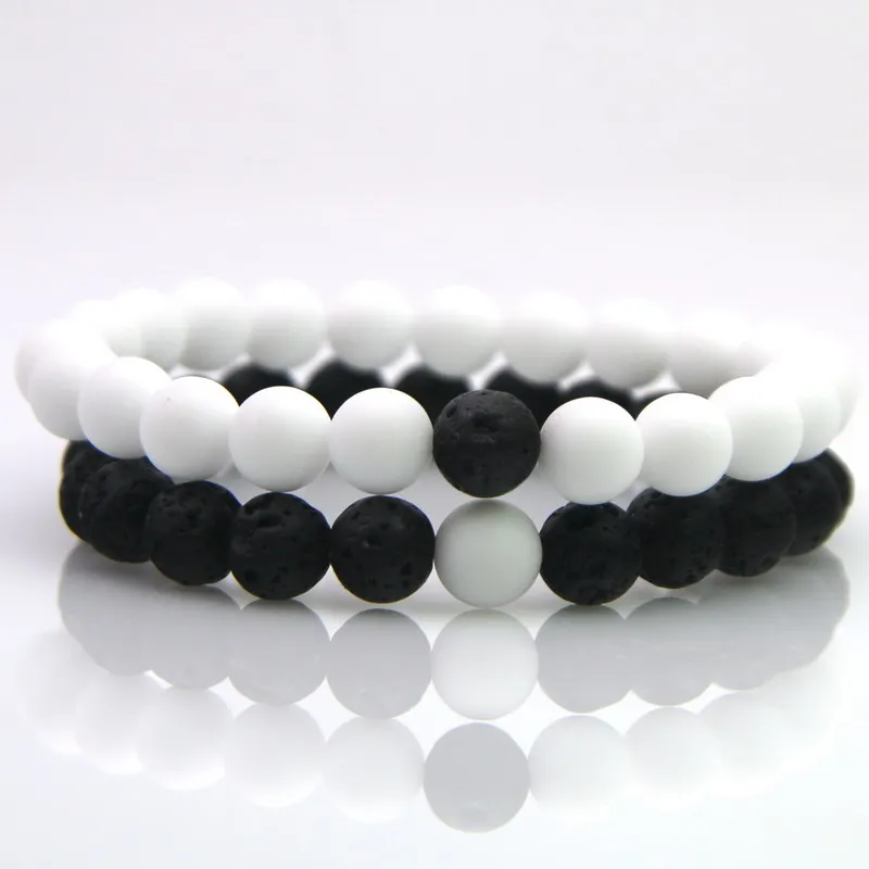 2 шт./компл. матовый вулканический камень тигровый глаз Натуральный камень из бисера браслет Пара Браслеты для Для мужчин Для женщин ювелирные изделия желание - Окраска металла: HJT1275