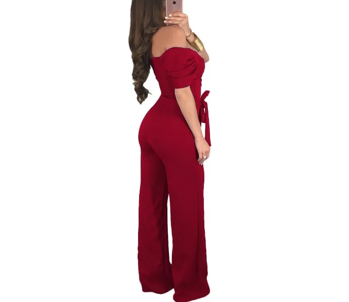 

Sexy Strapless Off the Shoulder Jumpsuits Clothes Female Elegant Office Work Solid Color Slim Long Pants One Piece Jumpsuits
