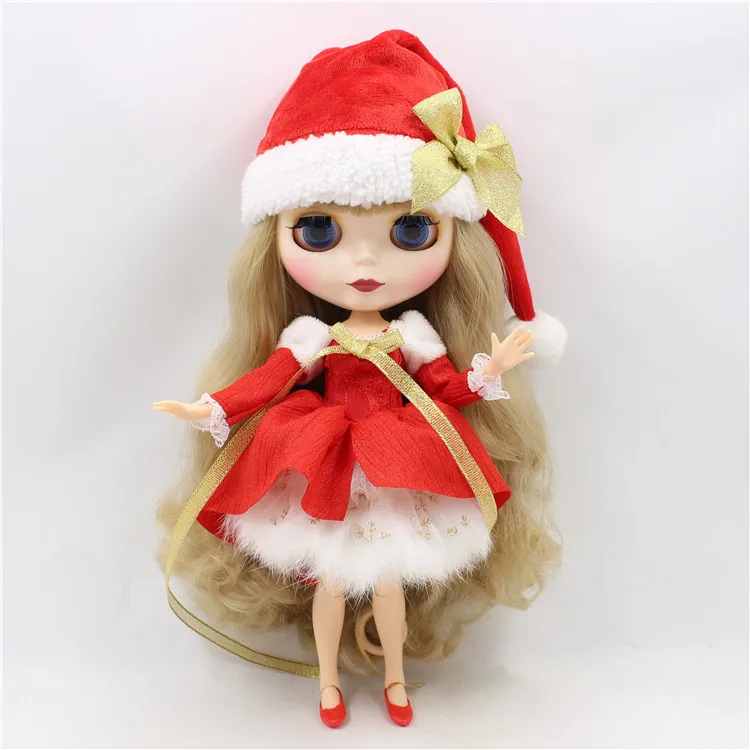 B Фабрика blyth кукла игрушка шарнирное тело матовое лицо рождественское платье обувь с рождественской шляпой/без рождественской шапки комбинации - Цвет: B