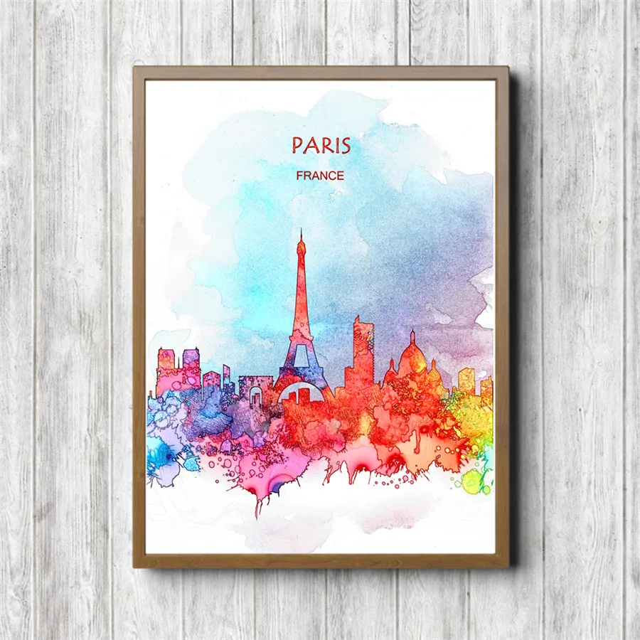 PARIS Современная красочная крафт-бумага, плакат для дома, гостиной, кафе, бара, паба, Декор, Художественная печать, настенная наклейка,, 42X30 см - Цвет: PARIS
