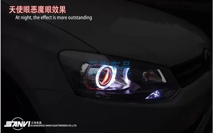 2011- для VW polo головной светильник s bi xenon объектив Автомобильный Стайлинг ангельские глазки светодиодный DRL автомобиль для polo фары светодиодный фонарь H7 парковочный светильник