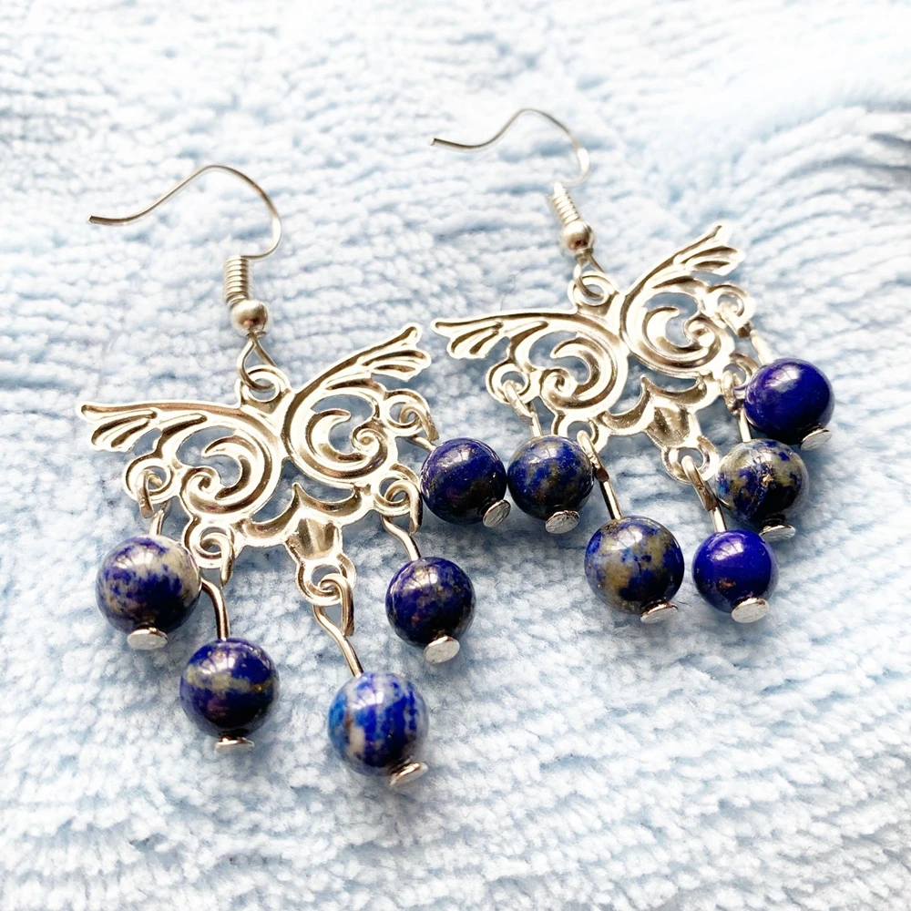 Женские Висячие серьги Bhuann Lapis Lazuli серьги-подвески ручной работы с