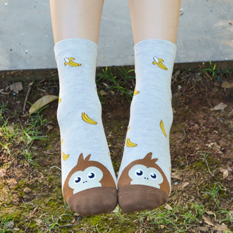 Милые хлопковые носки с животными женские кавайные мультяшной собачкой