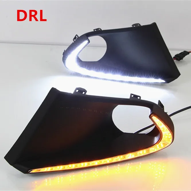 DRL with turn signal 2 шт. светодиодный стекло для противотуманных фар лампа 3 цвета ангельские глазки DRL дневные ходовые огни с поворотом для Suzuki Baleno - Цвет: DRL with turn signal