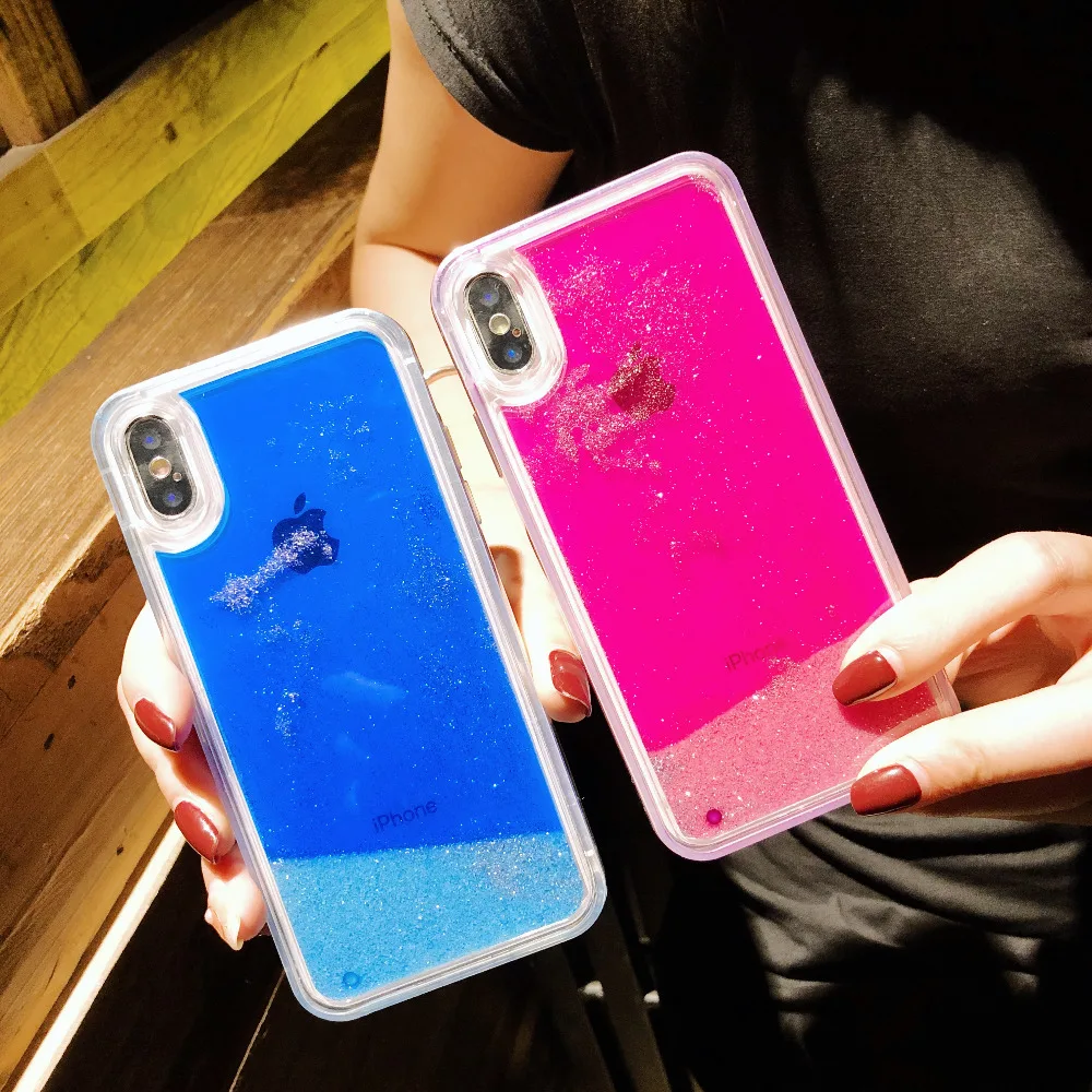 Светящийся Модный Блестящий с жидкостью зыбучий песок Чехлы для IPhone 6 6S P чехол