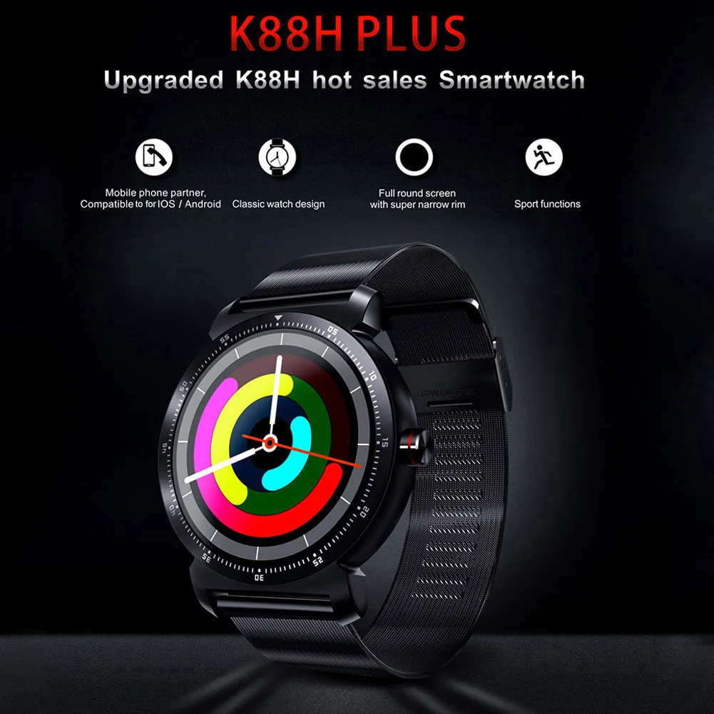 K88H плюс Bluetooth Вызов сердечного ритма мониторы спортивные Смарт часы для Android iOS
