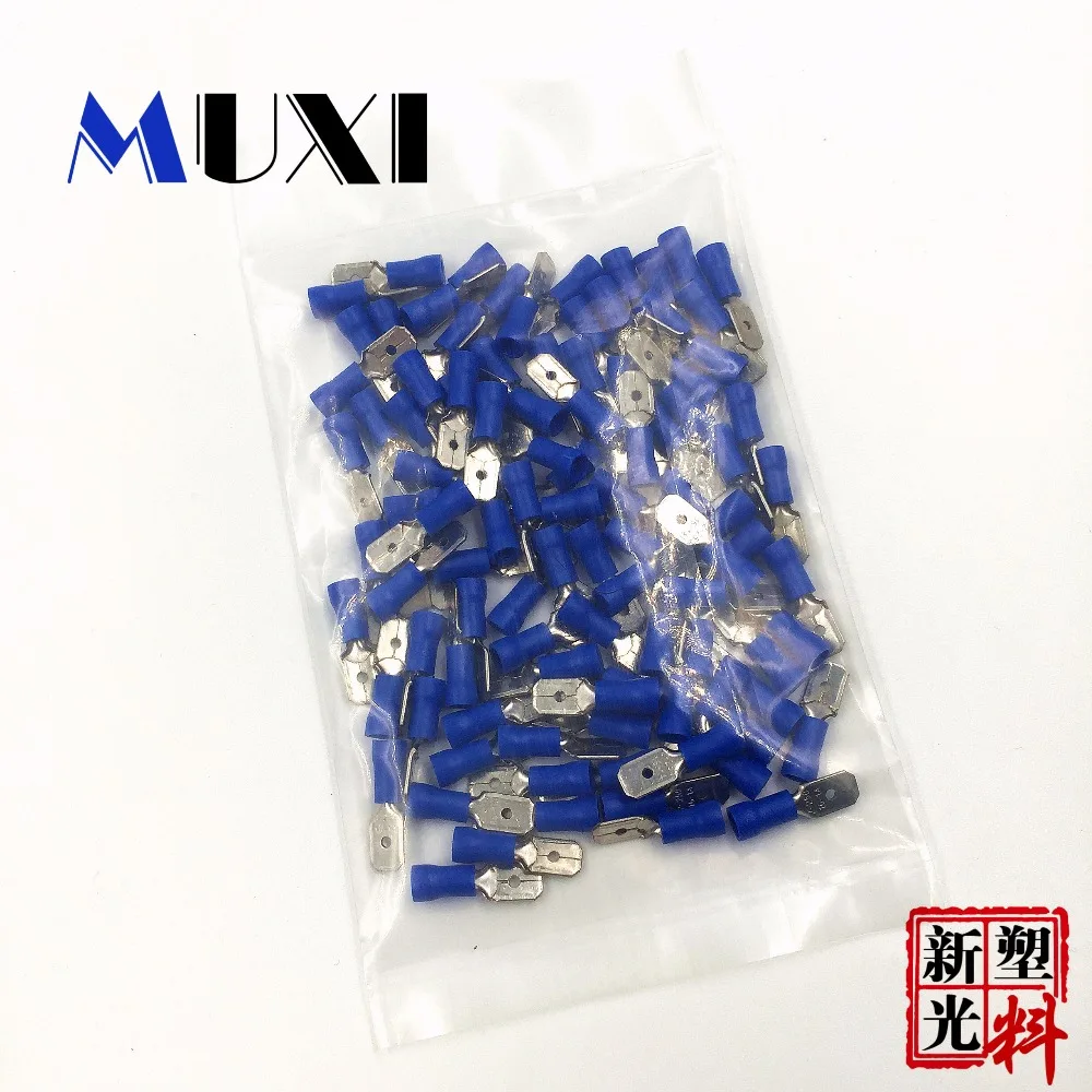 FDD1.25-250 Male Insulated Electrical Crimp Terminal for 0.5-1.5mm2 Connectors Cable Wire Connector 100PCS/Pack Blue | Обустройство
