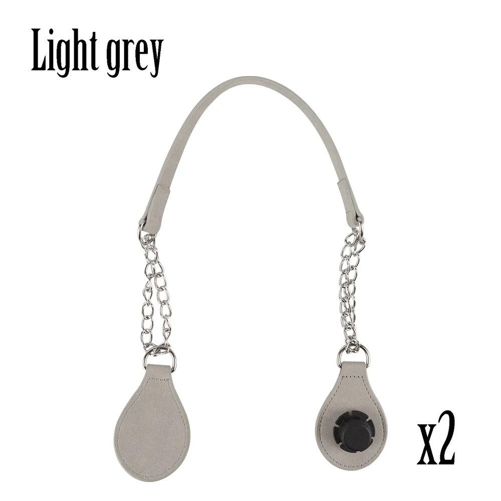 light grey TANQU, 1 пара, с краями, из нубука, искусственная кожа, с цепочкой, с двойной металлической цепочкой, для O, сумка для EVA Obag, женская сумка - Цвет: light grey