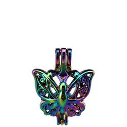 C701-butterfly Смешанные цвета радуги виды кошачьей Птицы Торт сердце фрукты животное жемчуг бусины клетка медальон Кулон медальон сказочные Вечерние - Окраска металла: C701-butterfly