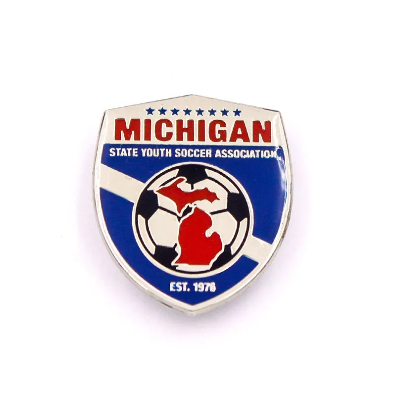 Жесткая эмалированная футбольная Кнопка значок Олово рекламные печатные