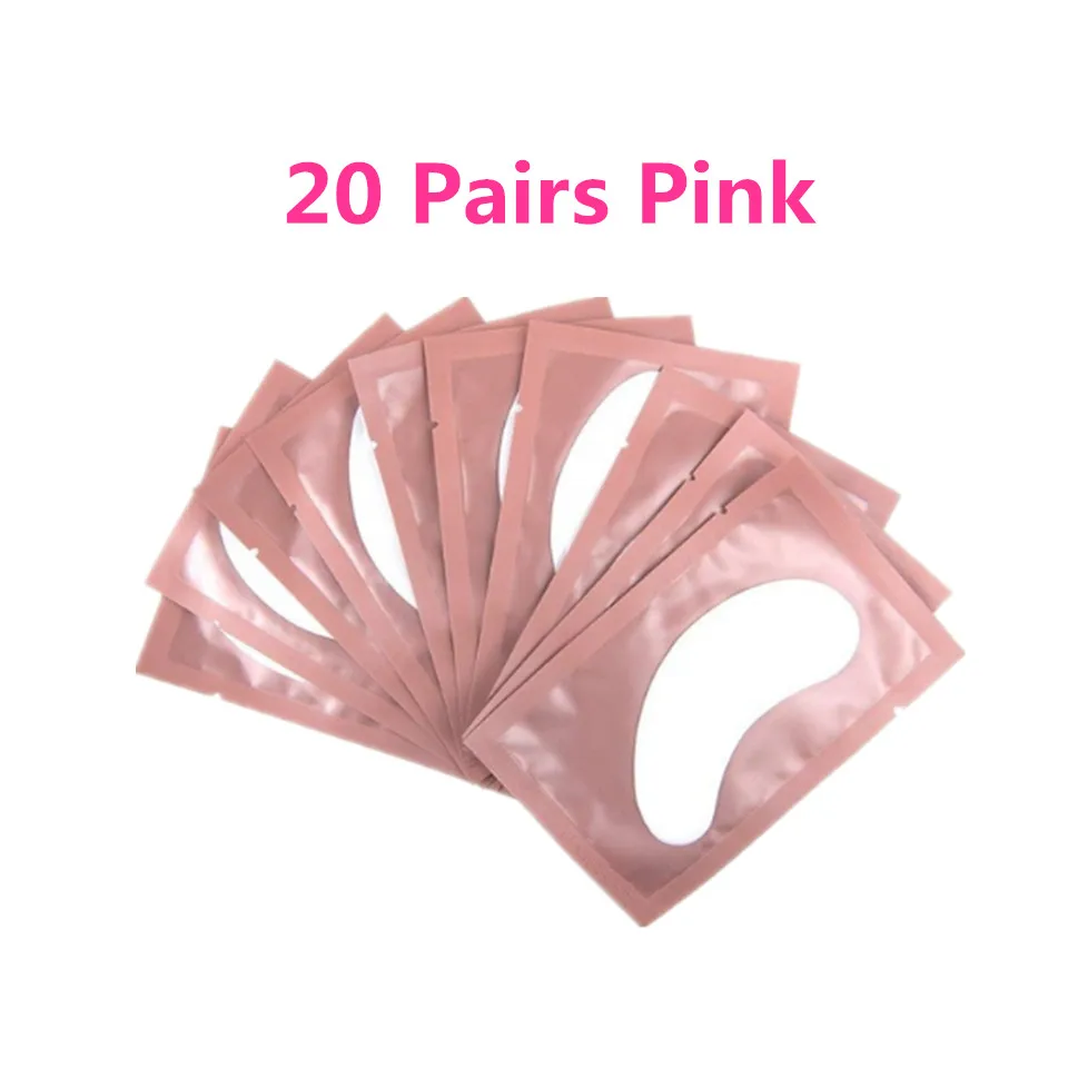20 Pairs Pink NEWCOME 20/50/100 пар подушечки для ресниц под глаза гелевые подушечки 7 цветов Безворсовая Ткань наклейки для подвесных для наращивания ресниц инструмент - Цвет: 20 Pairs Pink