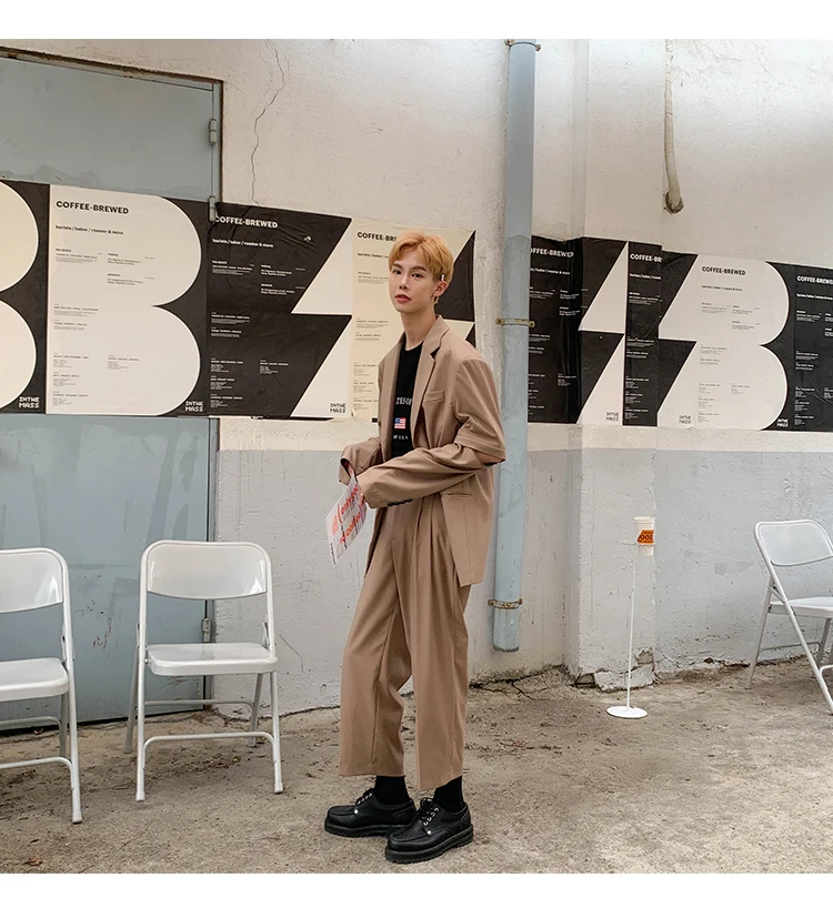 Летняя новая Корейская версия свободные Harajuku трендовые студенческие деловые повседневные мужские трехцветные брюки уличная одежда