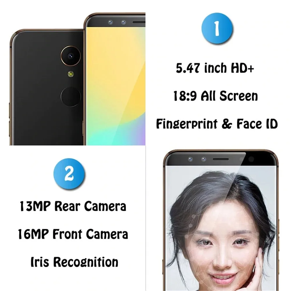 Пойдем U7 мини смартфон Iris Признание 4G 6 B 5 47 &quot18:9 helio X20 deca core face ID 16MP 2800 мАч android LTE