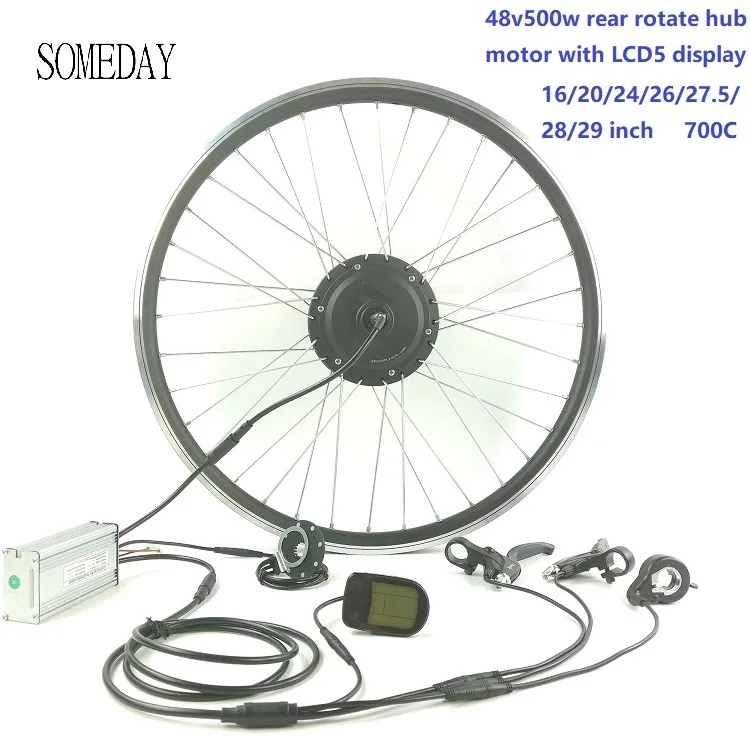 Когда-нибудь E-bike конверсионный комплект 48V500W водонепроницаемый кабель легко установить задняя часть электровелосипеда вращать Мотор Ступицы с дисплеем LCD5