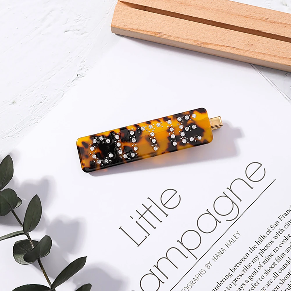 Модный сверкающий горный хрусталь Леопардовый принт боковой набор заколок для