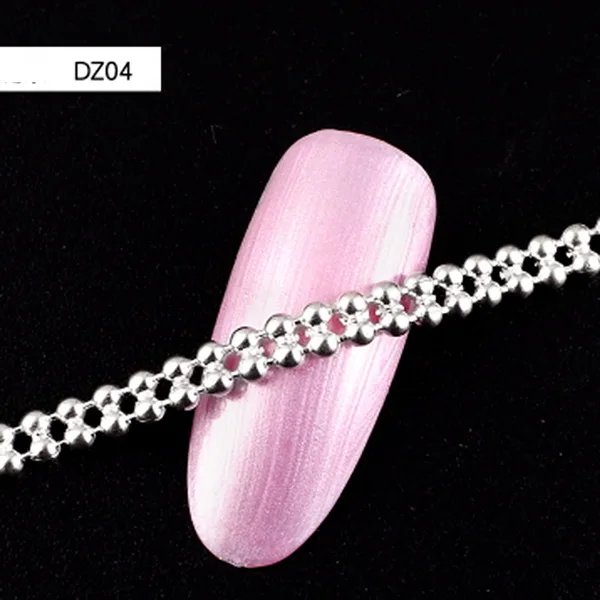 Style04 50 см цепочка для ногтей, ювелирные изделия в стиле панк, Очаровательная металлическая цепочка, рыбья кость, золото и серебро, полые 3D навыки, DIY дизайн, аксессуары, инструменты для ногтей - Цвет: Style04