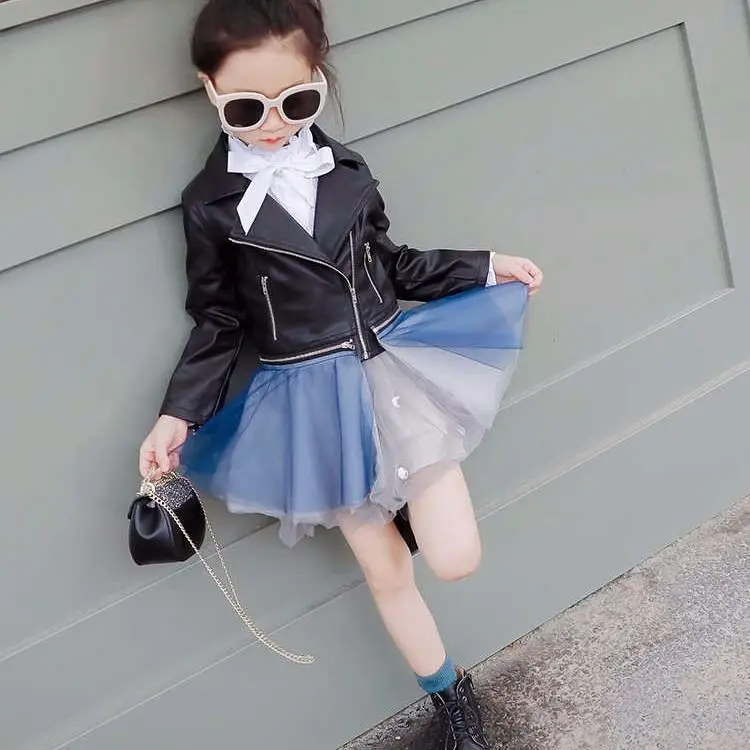 INS популярная детская куртка из искусственной кожи модная короткая