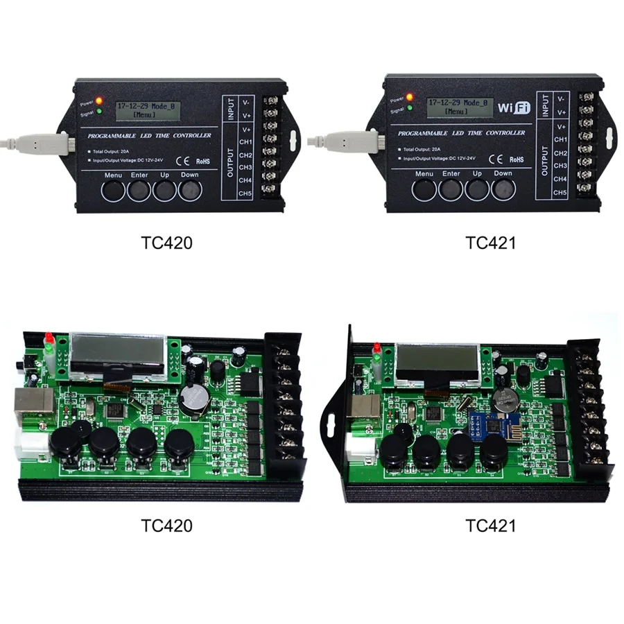 RGB LED контроллер программируемый TC420/TC421 12 в пост. Тока/24 В 5 каналов общий выход 20 А