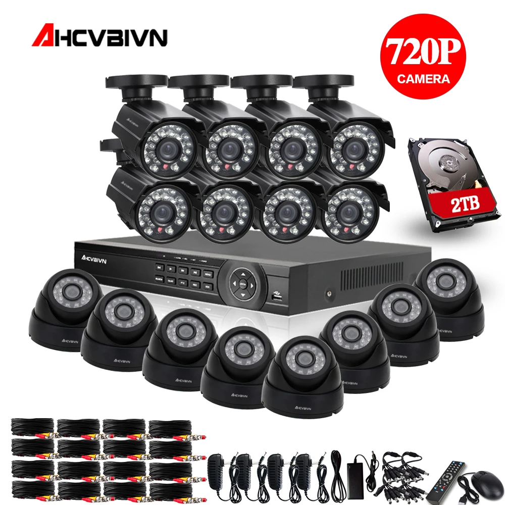 2 ТБ HDD 1.0MP HD 2000TVL система видеонаблюдения CCTV Kit 16channel AHD Full 720P 1080P DVR NVR System|Система