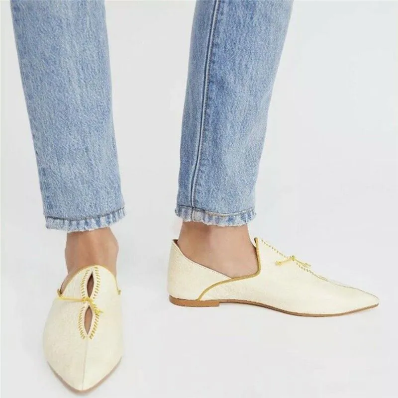 Retro Women Leather Flats Shoes Fashion Pointed Toe Office Lady Shoes Slip On Loafers Women Soft Low Heel Driving Shoes#40