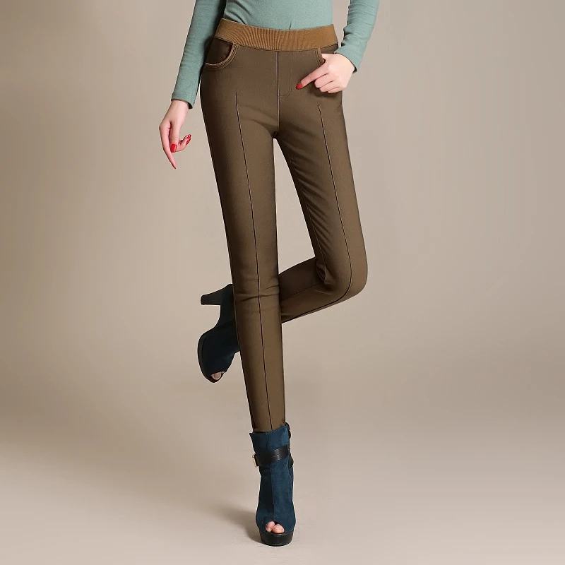 2017 женские эластичные Высокая талия карандаш Брюки для девочек Для женщин