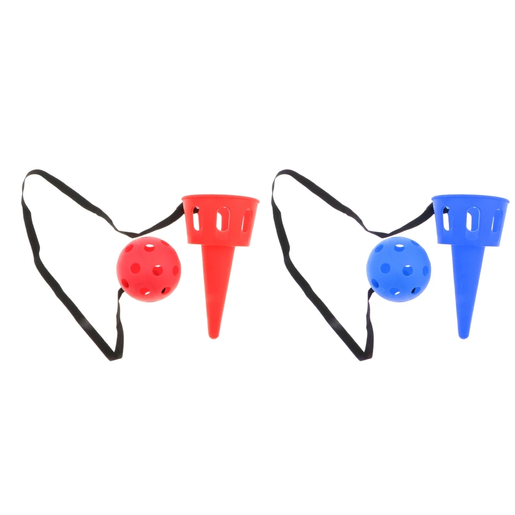 

2 Set Scoop Ball Toy Scoop Toss Set, Classic Game for Kids & Adults, Throw and Catch Outdoor Game - Blue & Red
