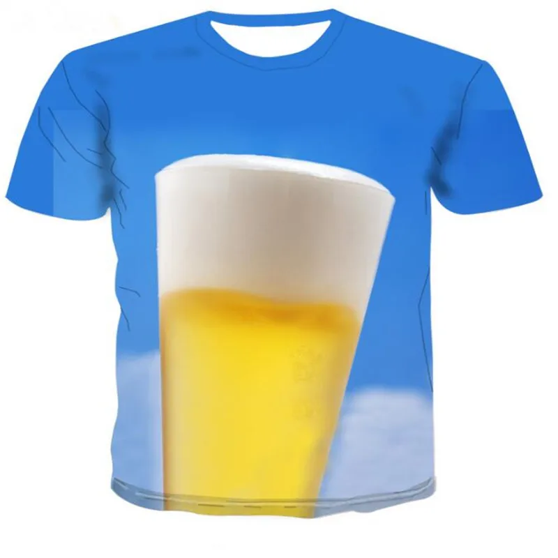 picture color Новинка Мужская 3D футболка банки пива печатных хип хоп Crewneck короткий рукав мужчины/женщины футболки топы Азиатский размер футболка 6xl - Color: picture color