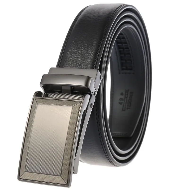Name brand men's leather metal automatic buckle high quality leather belt leisure business belt LY133-30016-1