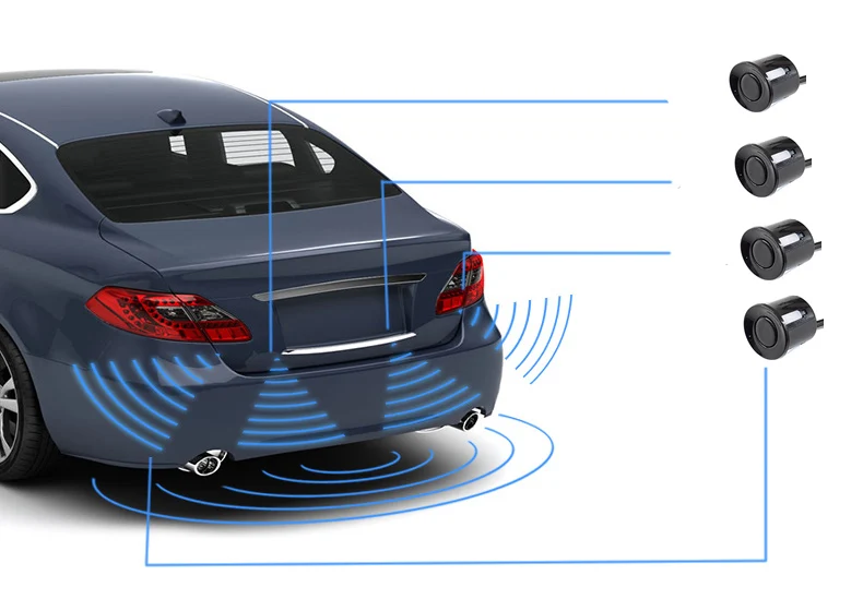 GSPSCN 2.5M Range Car Parking 4 Sensors Reverse Backup Rear Volume Warning Radar System Kit Sound Alarm with LED Display