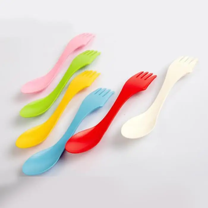 Ложка Вилка Нож 3 в 1 Набор (6 шт.) Пластиковые многоцветные многофункциональные