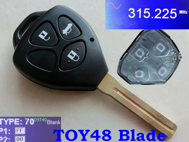 

RMLKS 3 Button Remote Key Fob 315MHz 4D60 4D67 Chip TOY48 Blade Fit For Toyota Crown