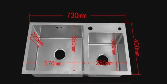 Modern design 304 stainless steel handmade kitchen sink / 4MM thickness above counter 7430 | Обустройство дома