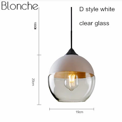 D Style white clear Подвесной светильник из скандинавского стекла s Led Лофт подвесной светильник Современный E27 промышленный Декор Светильник для кухни спальни Домашний Светильник - Цвет корпуса: D Style white clear