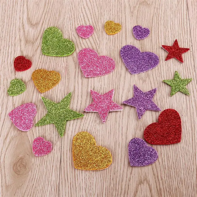 150 шт Пена звезда и сердце блеск наклейки для стен потолка DIY проектов(случайный цвет и узор