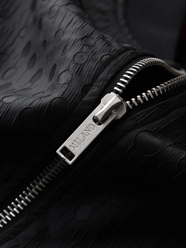 Minglu протектор в горошек мужской пиджак Роскошная ткань с Бейсбольным воротником