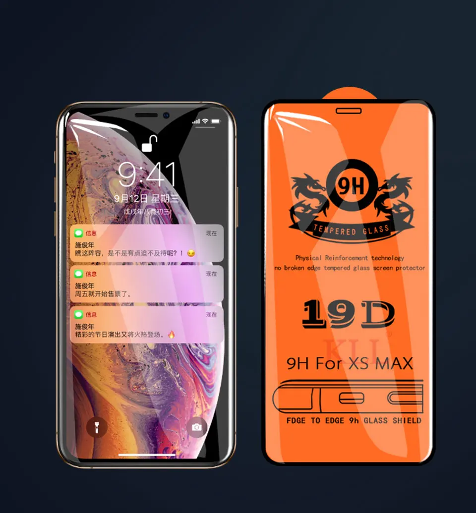 19D полностью покрывающее изогнутое закаленное Стекло для iPhone 7 8 6 6s плюс с уровнем твердости 9H Экран из закаленного стекла для iPhone X XS Max XR защитный Стекло