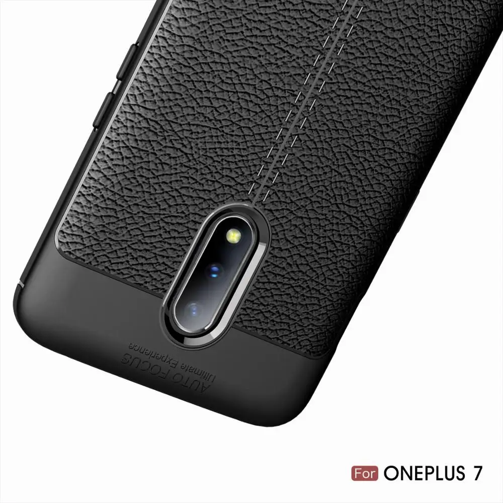 Роскошный чехол чехлы для OnePlus 7 Pro деловой Мягкий ТПУ Матовый кожаный личи