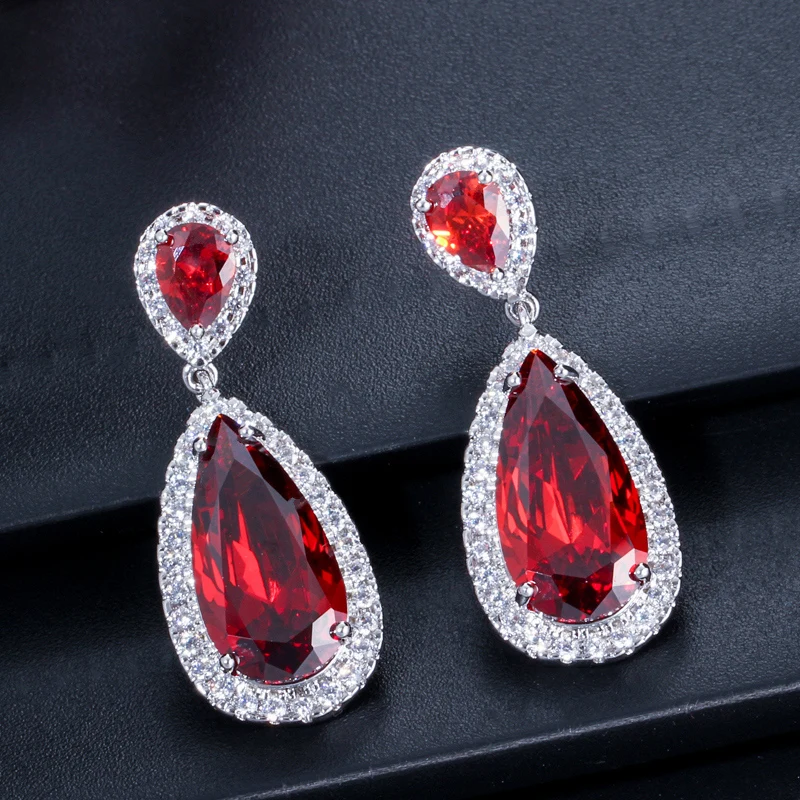 ThreeGraces Роскошные красные капли воды CZ Diamante серебро цвет длинные висячие серьги Вечеринка ювелирные изделия для женщин ER304