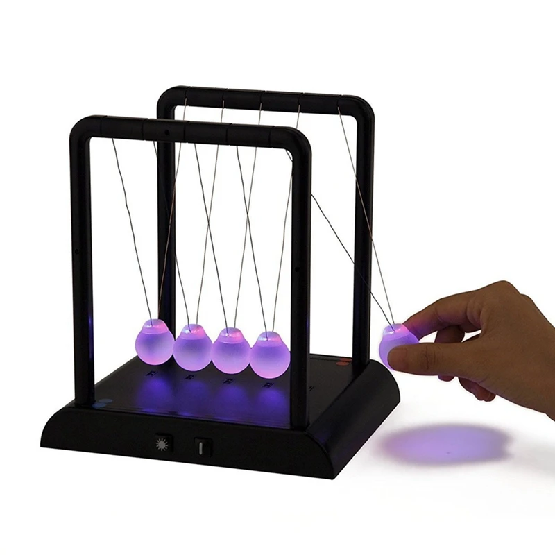 Новинка, настольная Колыбель Newton'S, 3 светодиодных цвета, меняющий блеск, светильник, шар, Балансирующий шар