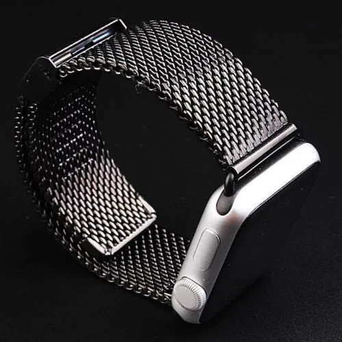 Черный Milanese Loop 316L нержавеющая сталь Ремешок из искусственной кожи ремешок для Apple iWatch 42 мм 38 40 44